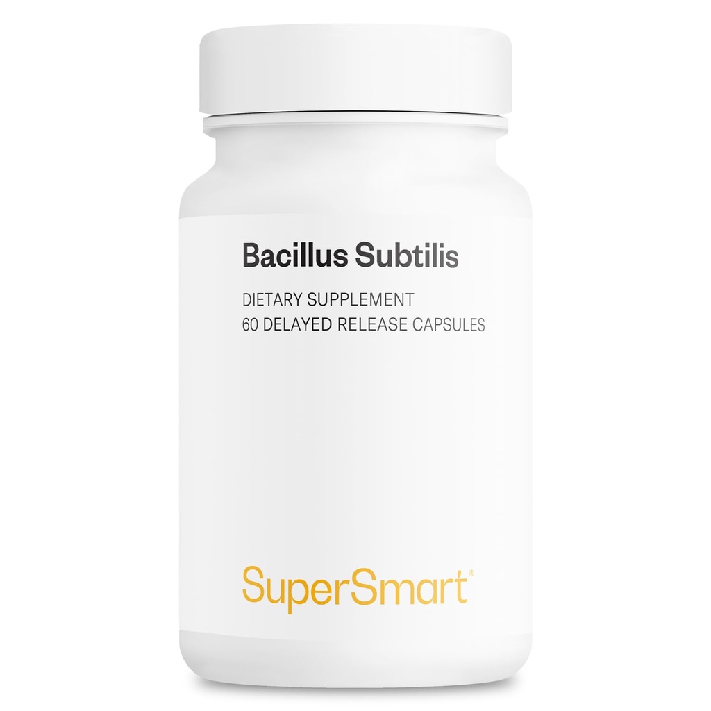 Supersmart - Bacillus Subtilis 3 Miliard CFU na dzień (High Potency) - Special Probiotic Supplement Equipment 124; Non- GMO & Gluten Free - 60 DR kapsułki