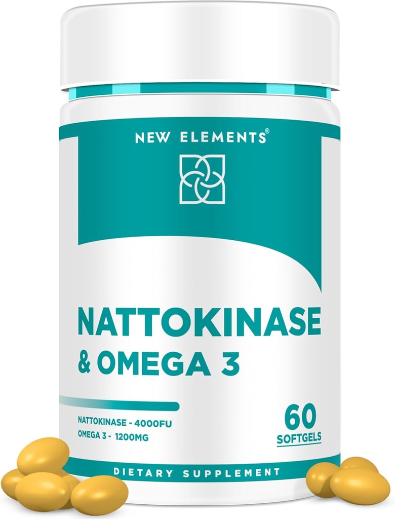 Omega 3 Fish Oil 1200mg with Nattokinase Supplement 4000 FU Organic Equipment 124; DHA España 124; EPA España 124; Nattokinase Derived from Japanese Natto España 124; cardioviral and Circulative Support España 124; Heart Health Support España 124; 60 Softgels