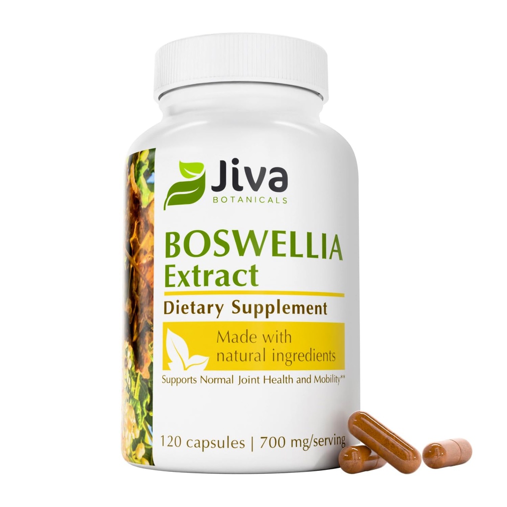Jiva Botanicals Boswellia Extract Capsules 700mg per Serving - Boswellia Serrata Extract Supplement & Black Pepper - Joint Supplement for Normal Joint Health - 120 kapsułki (opakowanie po 1)