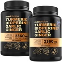 4-in-1 Kurkuma i Czosnek Suplementy z BioPerine - 2360mg Turmeric Ginger Root Kapsułki z czosnku - Wysokiej mocy Herbal Mieszanka (120 ct, Opakowanie po 2)