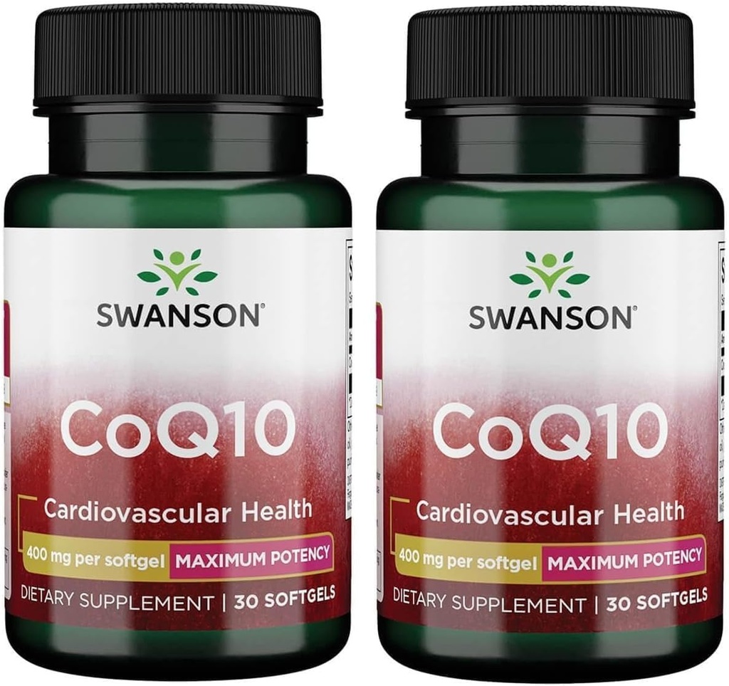 Swanson CoQ10 - Pomaga promować zdrowie serca, wsparcie energetyczne, i pomaga w całym systemie sercowo- naczyniowym Zdrowie - Pomaga utrzymać koenzym Q10 Suplement - (30 Softgels, 400mg każdy)