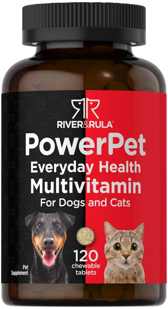 Horbäach Multivitamin dla psów i kotów 124; 120 Tabletki do żucia 124; Pet Health Supplement Supplement Supplement Supplement 124; Non- GMO & Gluten Free Supplement 124; River & RULA