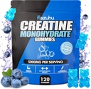 Pre Workout hcl kreatyna jednowodna Gummies, 120 Niebieskie żucie dla mężczyzn (Blueberry), kreatyna hcl Suplement energetyczny dla kobiet, ser białkowy Isolate Vital Source Gummies kobiece