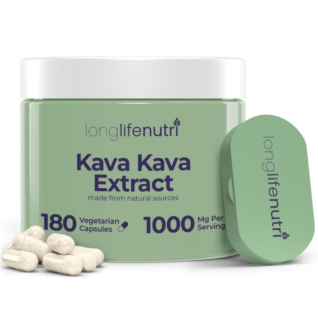 Kava Kava Extract Supplements 1000mg gimnazjum 124; Naturalne zioła 124; Wysokie poziomy Piper Metysticum i Kavalactones gimnazjum 124; 180 Kapsułki wegetariańskie