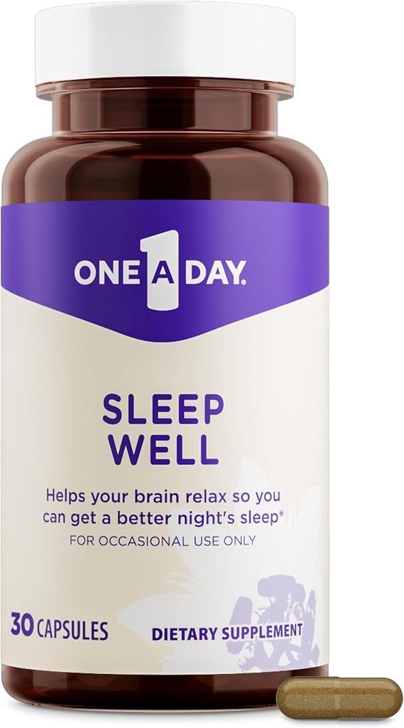 One A Day Sleep Supplements - Suplementy snu dla dorosłych, Wsparcie snu z Passionflower i Melatonin, Wsparcie snu ze snu Dobrze, 30 Kapsułki