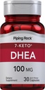Piping Rock DHEA Suplement dla kobiet i mężczyzn 124; 100mg 124; 30 Kapsułki 124; 7- Keto 124; Dehydroepiandrosteron 124; Non- GMO, Gluten Free