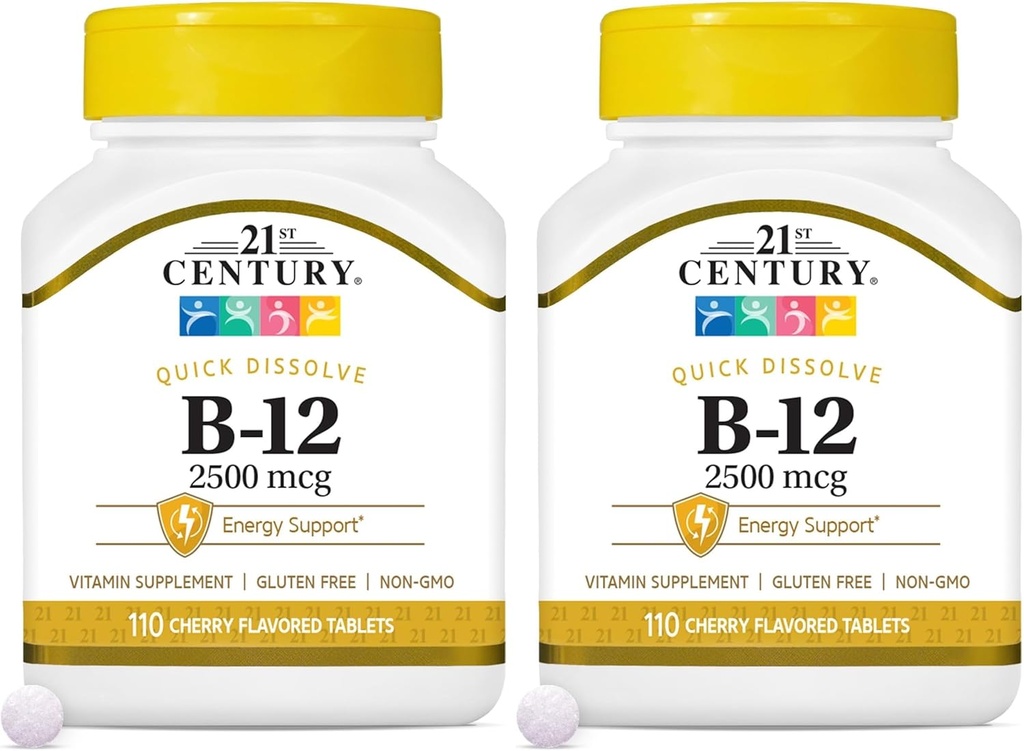 21. wiek B 12 2500 mcg tabletki podjęzykowe, 110 liczenie (opakowanie po 2)