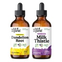 Wild & Organic Dandelion Root Tincture & Milk Thistle Tincture 4 fl oz - Liver Cleanse Detox Support - Dandelion Root Extract Drops - Suplement do mleka Thistle - Brak cukru i alkoholu
