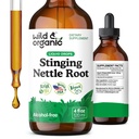 Wild & Organic Stinging Nettle Tincture - Wyciąg z linga Nettle Root dla mężczyzn i kobiet - Liquid Urtica Dioica Supplement - Vegan, Sugar & Alcohol- Free - 4 fl oz