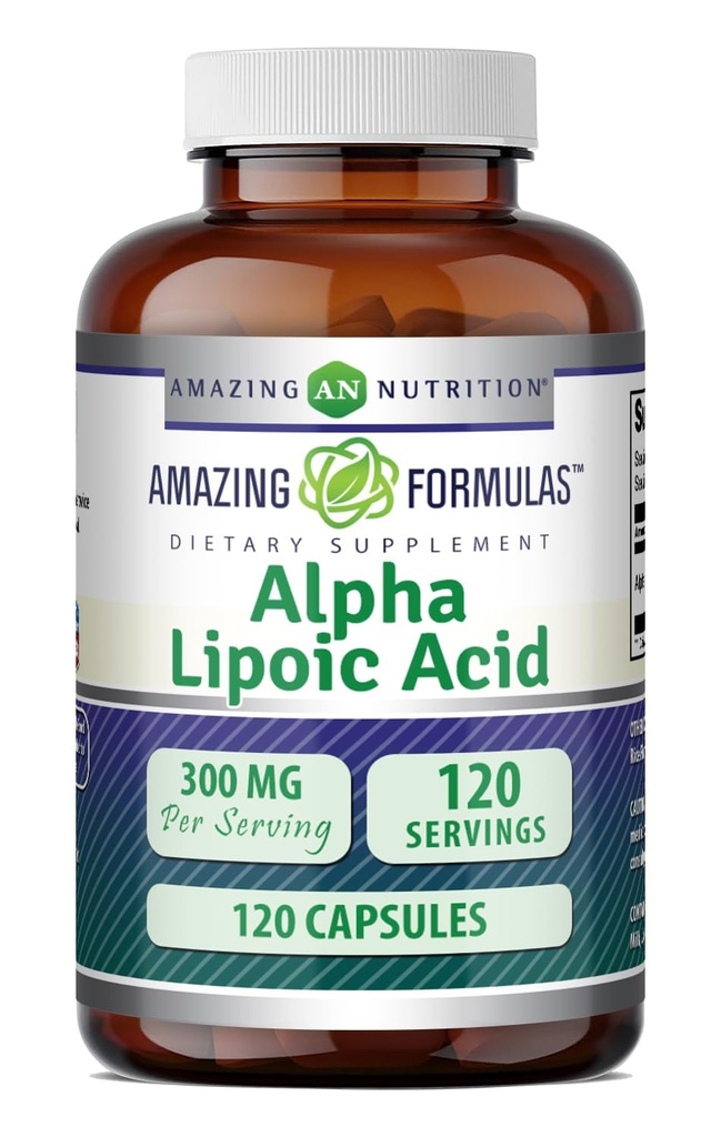 Amazing Supples Alpha Lipoic Acid 300 Mg Suplement kapsułki DEV124; Non-GMO DEV124; Gluten Free EV124; Made in USA (120)