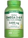 Nature 's Truth Triple Omega 3 6 9 Bilans 124; 3600mg Bilans 124; 200 Softgels Bilans 124; Fish, Flax, and Borage Oils Bilans 124; Non-GMO & Gluten