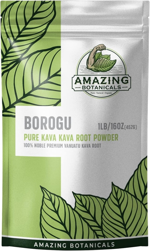 Amazing Botanicals Kava Root - Fresh Borogu Kava Root - 100% Noble Kava- Kava 16oz / 1lb, 1 Pound Bag of Pure Finest Vanuatu Cava Root