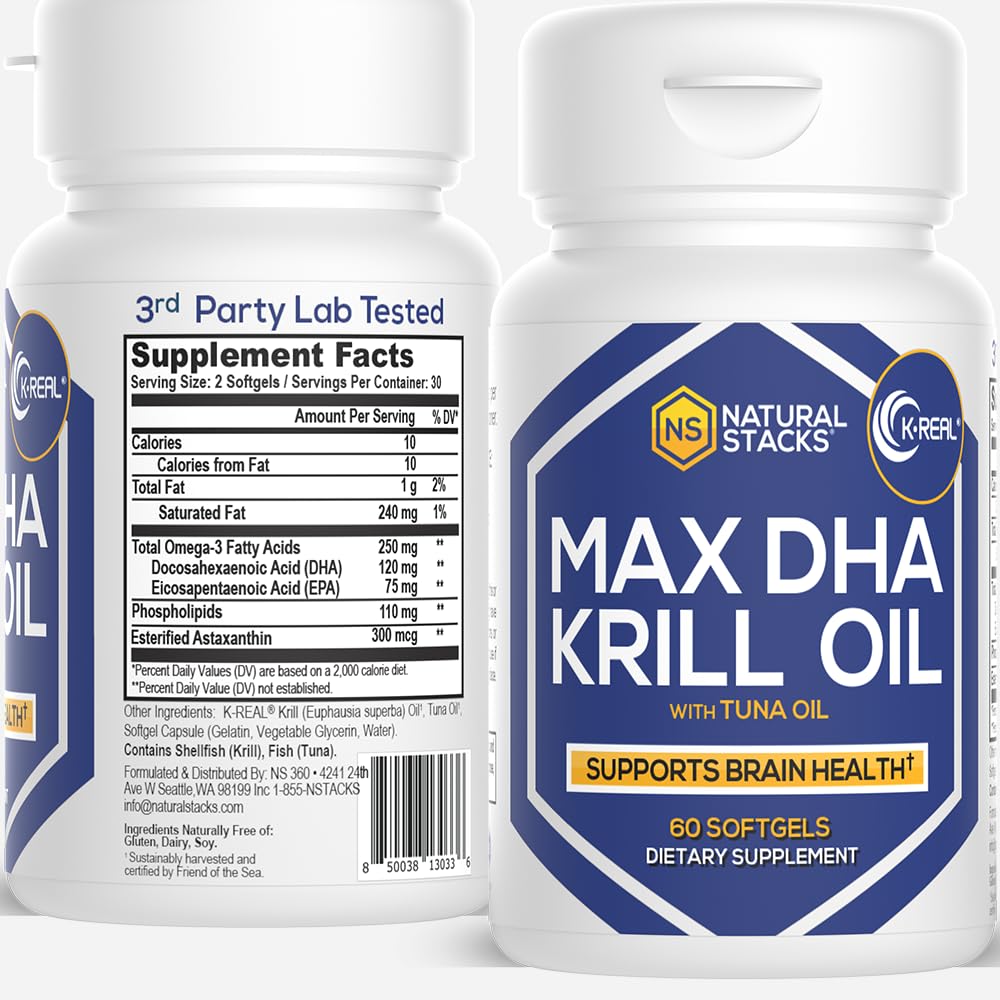 Suplement do oleju z kryla antarktycznego - DHA EPA Omega 3 Suplement z przeciwutleniaczem Astaksantyna - Omega 3 Olej rybny do wspomagania mózgu, serca i zdrowia stawów - 60 Oil kryll SoftGels