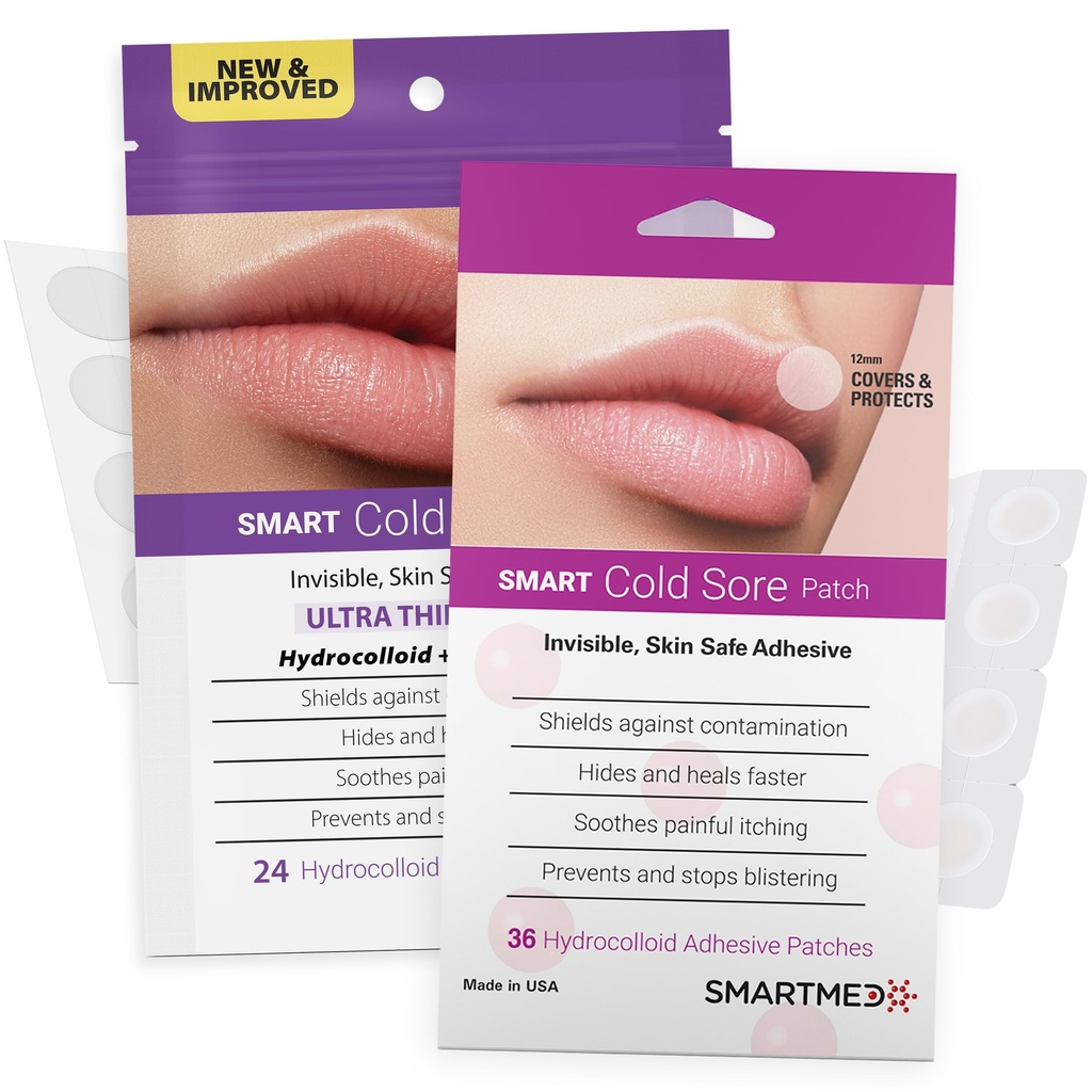Cold Sore Treatment Patch Duo | 60 Patches – Large Ultra Thin 15mm & Original Thin 12mm | Clear Cold Sore Cover, Protects & Speeds Healing, Lip Blisters