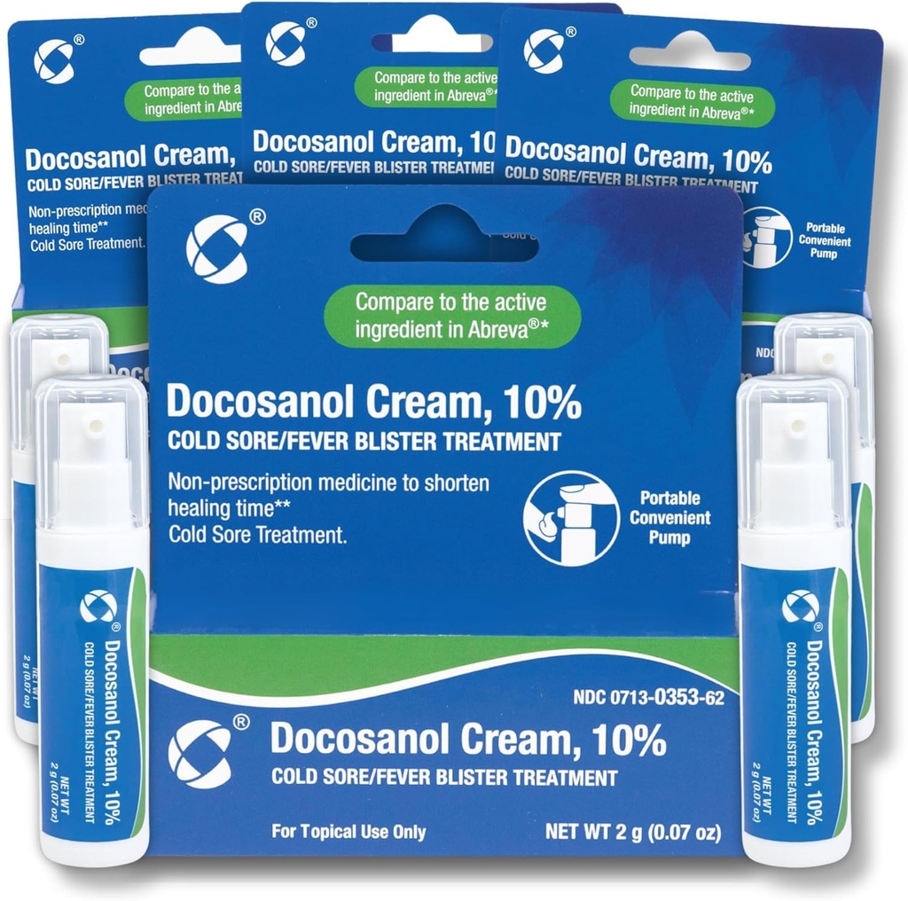 Cosette Cold Sore/Fever Blister Treatment for Face or Lips with Docosanol Cream, 10% - Treatment Cream for Cold Sore/Fever Blister (0.07 Pump Bottle) (4)