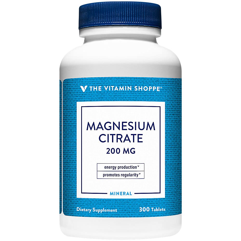 Witamina Shoppe Magnezu Citrate 200mg Tablets - dla skutecznego relaksacji mięśni - Wspiera Nerve, Serca i Mięśnie Funkcje podczas zwiększania produkcji energii (300 Tabletów)