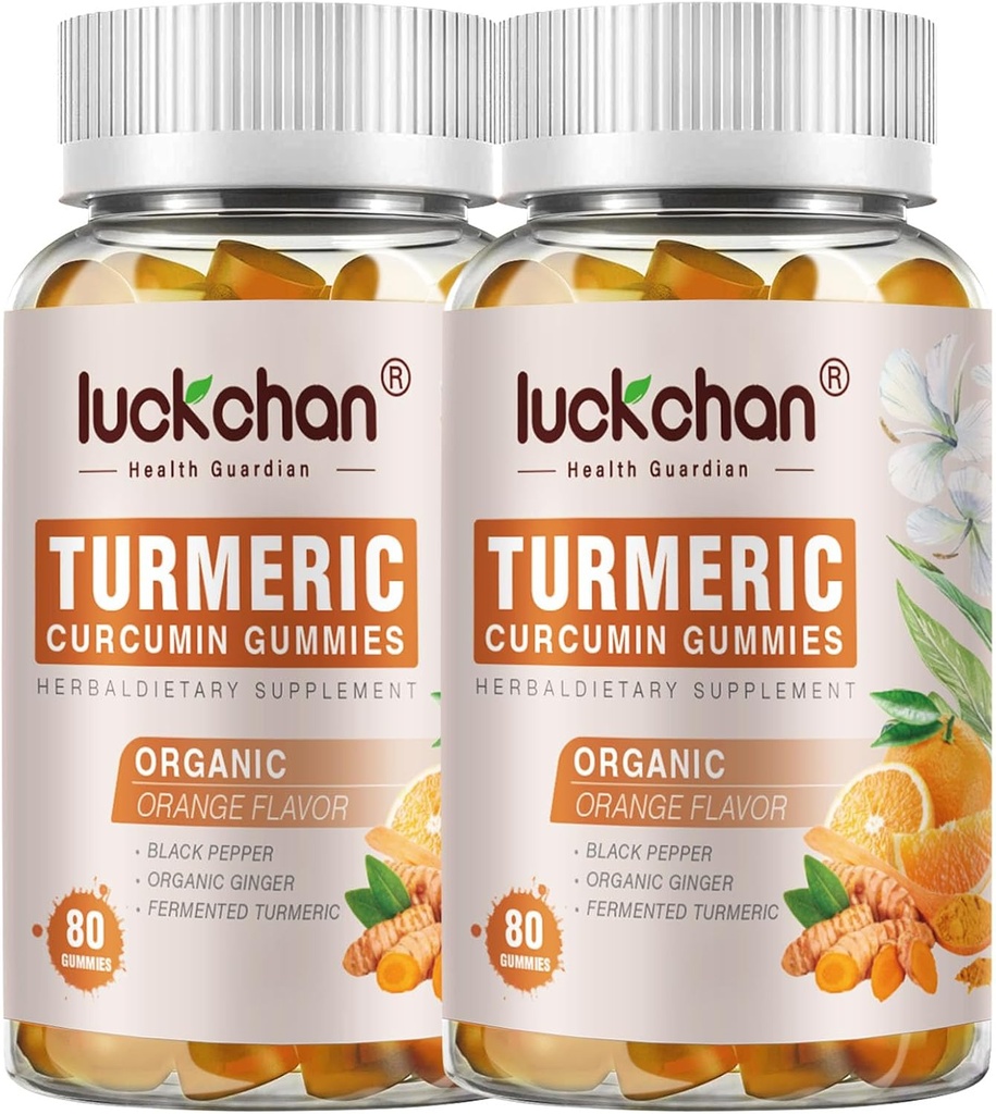Kurkumina kurkuma z czarnym pieprzem i suplementami imbirowymi do immunologicznego wsparcia zdrowej skóry - Wegańskie gumki kurkumy dla dorosłych - Gluten Free, niski cukier