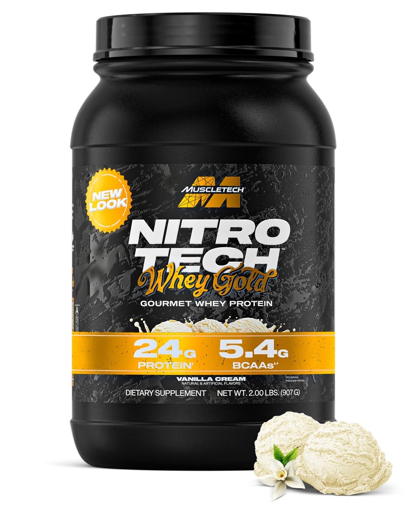 Proszek z białka serwatki muscleTech (Wanilia Cream, 2LB) - NitroTech z białka serwatki Isolate Smoothie Mix for Lean Muscle & Recovery - 24g serwatki Gold for Women & Men - Packaging May Wary