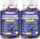 2 Opakowania 3000MG Glukozamina Gummies Chondroitin - Extra Siła Joint Health & MSM Elderberry Natural Joint Supplement Supplement, Elastyczność, Przeciwutleniające Wsparcie immunologiczne dla dorosłych, 120 Gummies.