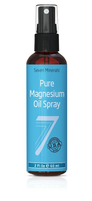 Seven Minerals Travel Size Pure Magnezu Oil - USP Grade Magnezu Spray, No Unhealth Trace Minerals - z Ancient Underground Permian Seabed w USA, Free eBook Zawarte (2 fl oz)