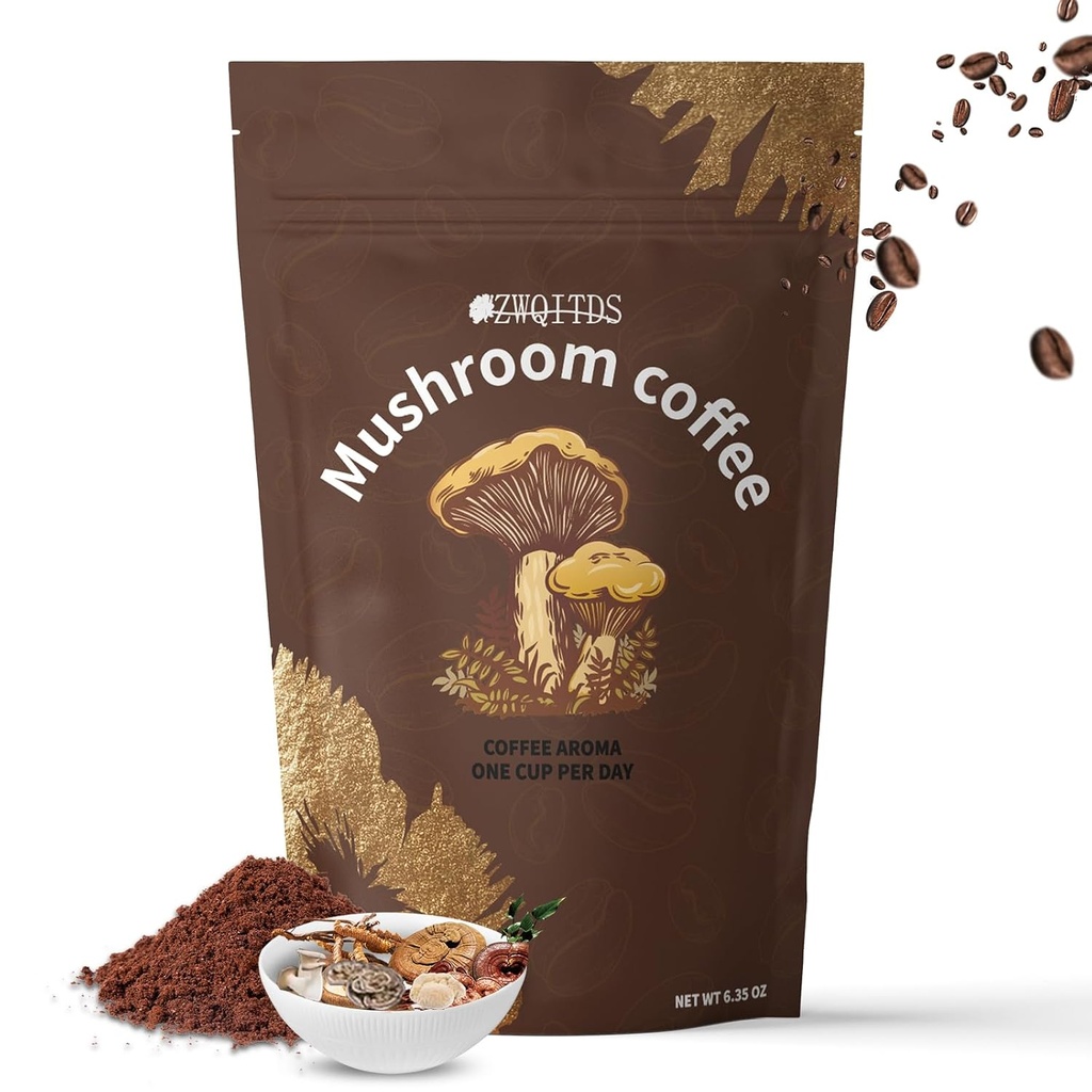 Grzyb kawy, kawy instant 124; z Cordyceps, Reishi, Shiitake, Turcja Ogon, Lwie 's Mane for Energy, Focus, Pozytywny nastrój i wsparcie immunologiczne 124; 1 tbsp (6 g) Dostępny 30 razy