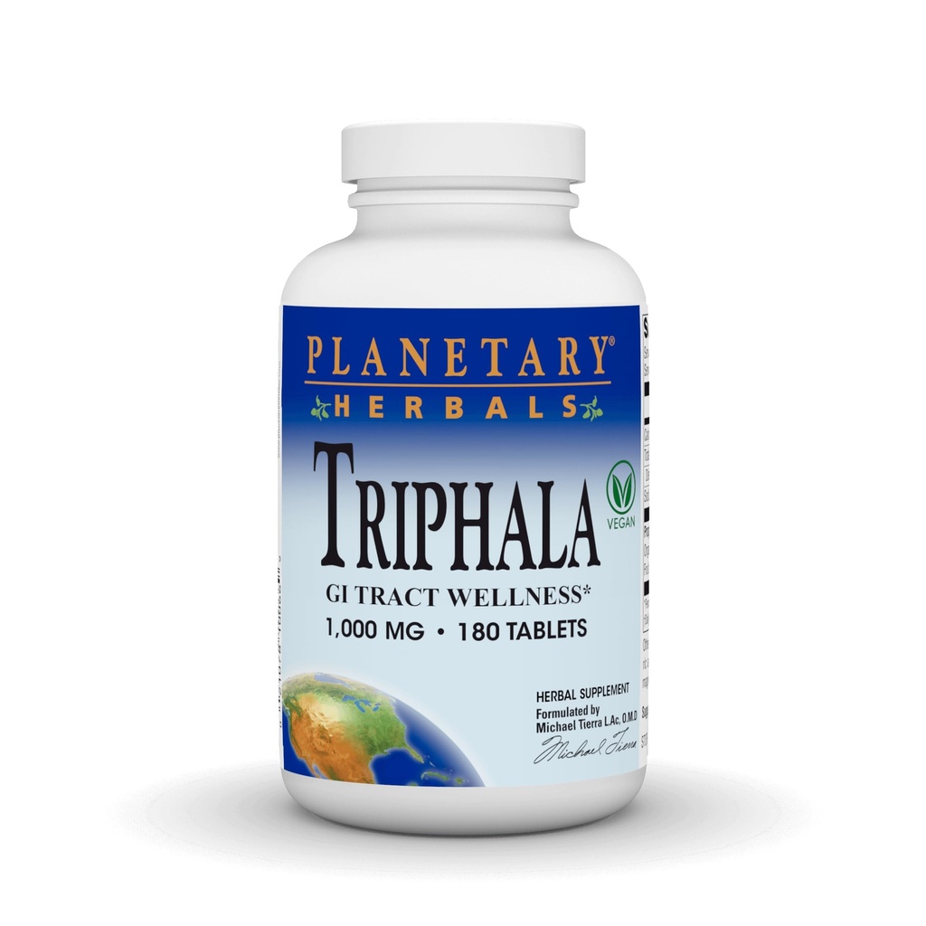 Planetarne zioła Triphala Oczyszczanie wewnętrzne 1000mg dla GI Tract Wellness - 180 tabletek