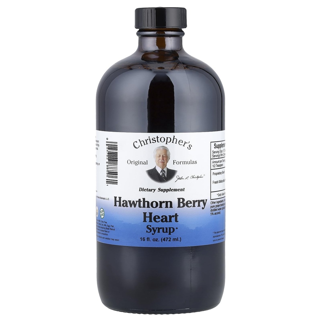 Oryginalne wzory Christophera Hawthorn Berry Heart Syrop - 16 fl oz 124; Natural Herbal Blend for General Wellness