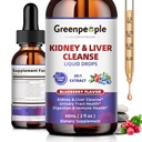 GREENHUS Nerka Cleanse Detox & Naprawa - 27- In-1 Nerki i Wątroba Dropy z 20: 1 Wyciąg żurawinowy i Chanca Piedra, Bezalkoholowy Suplement do Traktu moczowego i wsparcia wątroby (2 Oz 1 Pack, Blueberry)