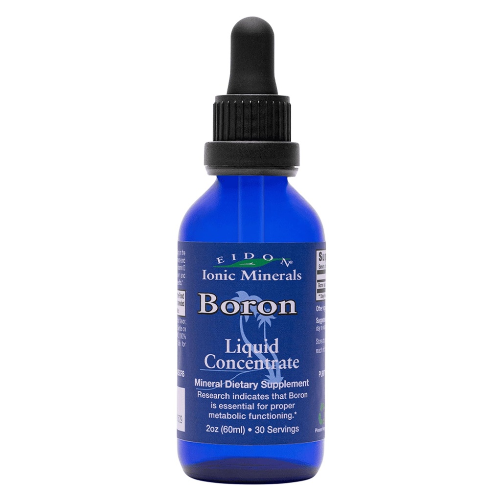 Eidon Liquid Boron Drops - Ionic Mineral Pure Boron Supplement for Men & Women, Essential Element to Support Brain Health, Bioavailable, No Preservatives or Additives, Unflavored - 2 fl oz