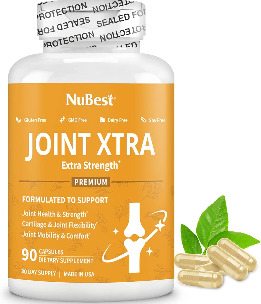 NuBest Joint Xtra - Joint Supplement Supplement Equipment 124; Joint Health Formula with Triple Joint Force - Glukozamina, Chondroitin, Turmeric, MSM Equipment 124; 1 Miesiąc Dostawy