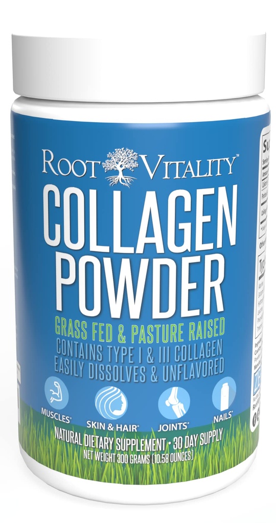 Kolagen Vitality Kolagen Peptydy Proszek - Grass- Fed, Pasture- Zhydrolizowany suplement białkowy dla skóry, włosów i paznokci - Non-GMO, Zero Sugar Daily Supplement dla mężczyzn i kobiet (30 Sług)