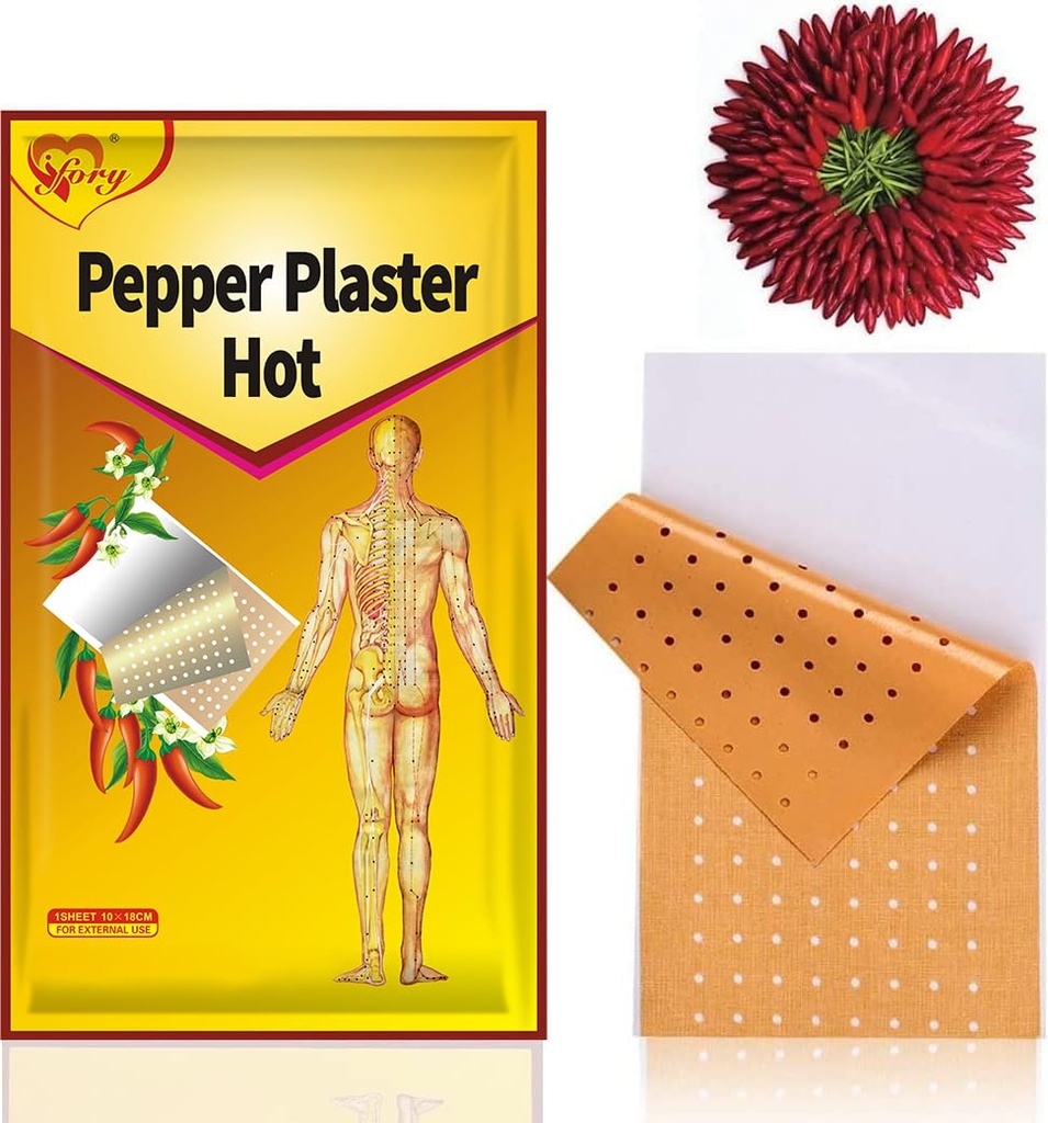 60 PCS Capsaicin Patches & Pain Patches, Hot Capsicum Patch for Back, Knee, Neck, Shoulder, Muscle (L (3.94" * 7.09") 60 Count)