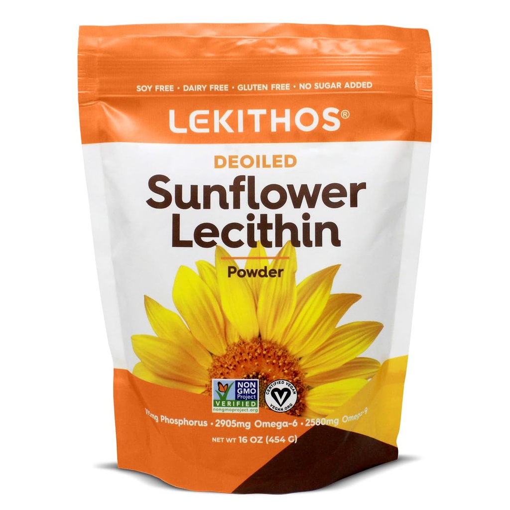 Deoiled Lecytyna słonecznikowa Proszek 16oz, Codzienne Lecytyna Suplement do gotowania, Pieczenia i Gummies, 1760mg suplement fosfotydylo choliny - Wielki dla Zatkanych Kaczorów Mlecznych! 65 Sługi, Non-GMO