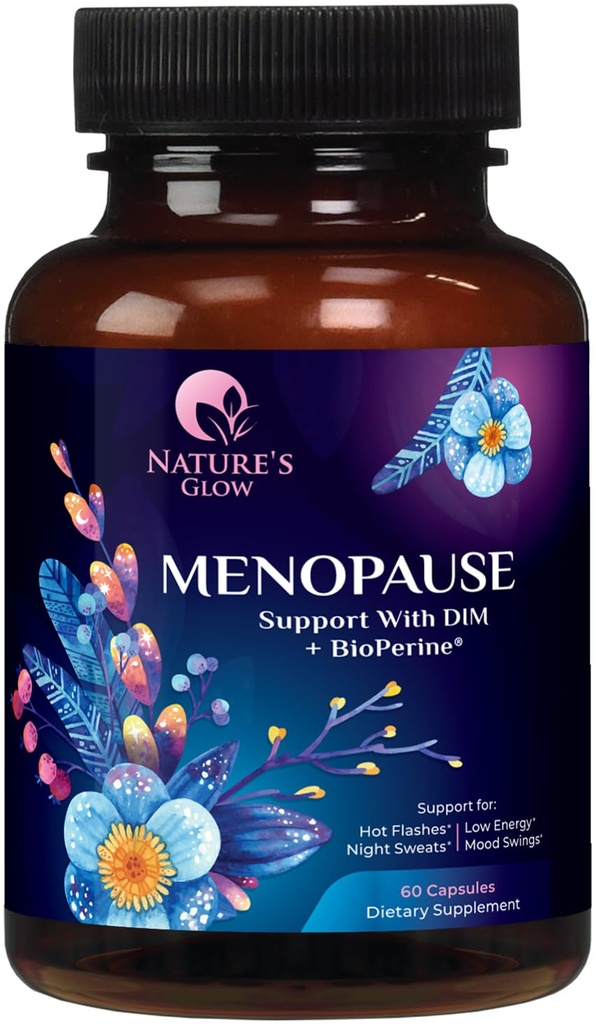 Menopauza Suplementy dla kobiet z DIM - Naturalne wsparcie hormonalne dla kobiet, menopauza ulga i równowaga przeciwutleniacz dla zdrowia energii i skóry, Gorące błyski i nocne poty wsparcia - 60 Kapsułki
