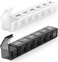 Sukuos Extra duży Weekly Pill Organizator 2 szt., Codzienne Pill Box 7 Pill Day Cases for Medicines, Witamina, Oleje rybne lub suplementy, Łatwy do czyszczenia
