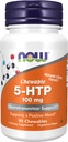 Teraz żywności Suplementy, 5- HTP (5- hydroksytryptofan) 100 mg, Neurotransmiter Wsparcie *, 90 Chewables