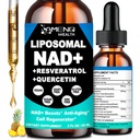 Suplement NAD, Nikotynamid Nikotynamid Ribozyd Resveratrol 900mg Querculation, TMG, Witamina B3, Wysoka Moc NAD Plus Płynny Suplement do Regeneratora Komórki, Długoterminowość, Energia, Antystarzenie, Focus
