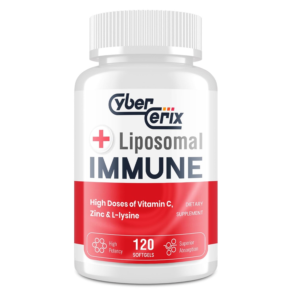 Advanced Liposomal Immune Supplement, Complex with L- Lysine 1.500mg, Vitamin, Minerały i Ekstrakty Ziołowe, Kompleksowy Codzienne mieszanki Wellness dla mężczyzn i kobiet - 120 Kapsułki
