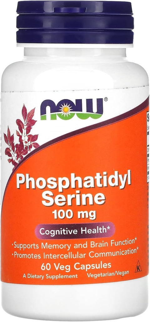Teraz żywność Serina fosfatydylowa, 100 mg, 60 Kapsułek Veg