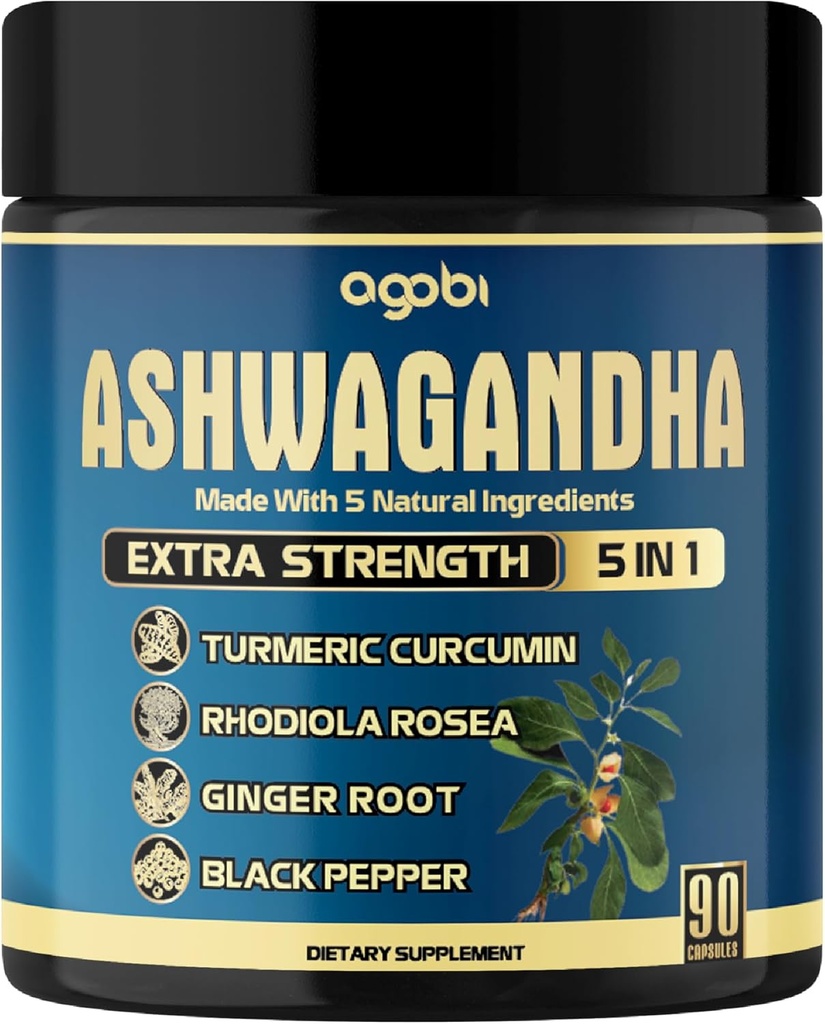 Agobi Ashwagandha Suplement Kapsułki - 90 Liczby dla 3- Miesiąc Dostawy