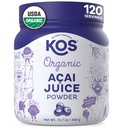KOS Organic Acai Sok w proszku - USDA Certified Organic, Roślina oparte Superfood Antyoksydanty, Superberry z Brazylii, Wielki dla Smoothies i Bowls, 0g Cukier, Wegan, Gluten- Free, Non-GMO - 120 Sługi