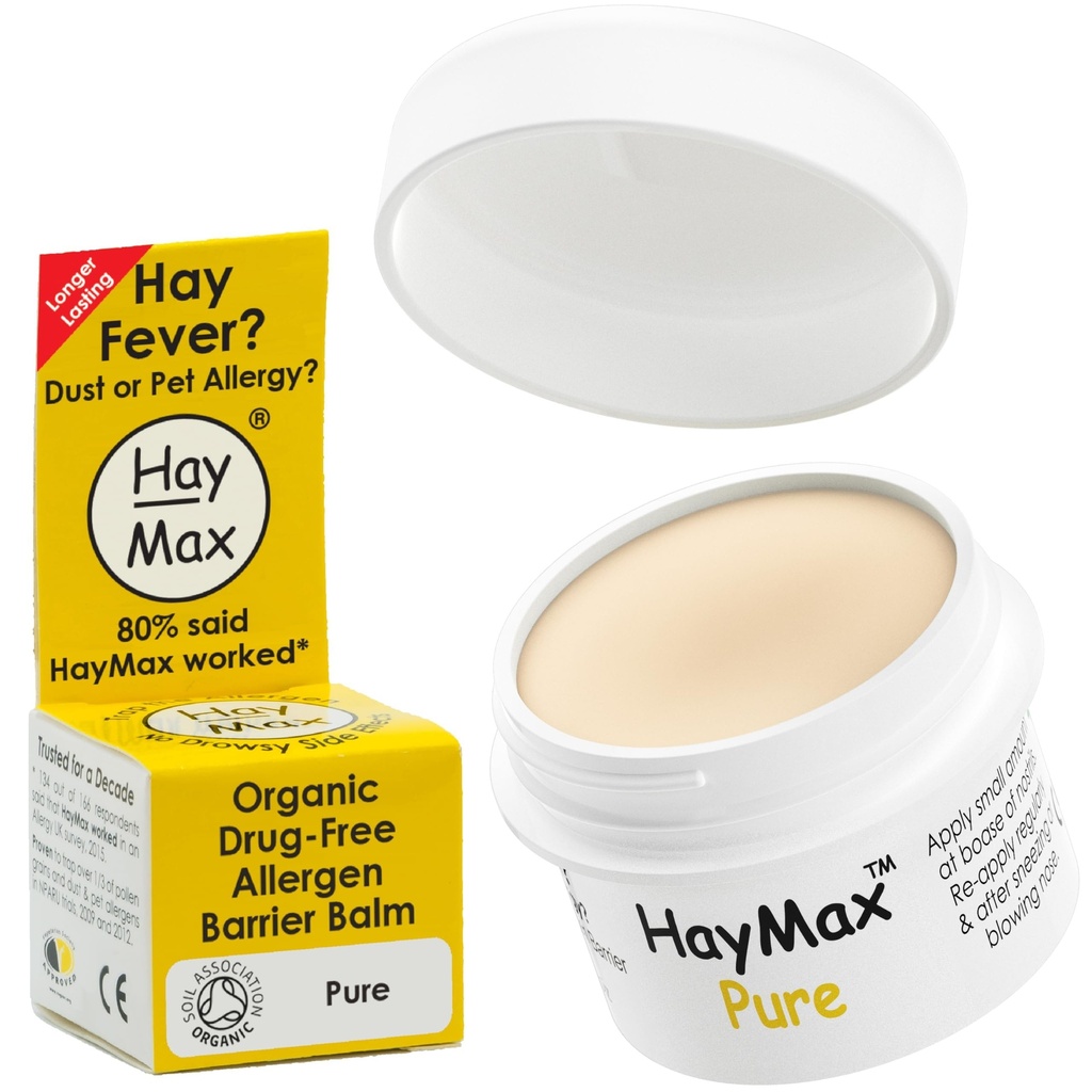 HayMax Allergen Barrier Balm - Pure 0.17 fl oz - Organic, Natural & Non- Drowsy Hay Fever & Allergy Relief Balm - Blocks Pollen & Other Allergen Cząsteczki - Świetne dla dorosłych, Dzieci i Kobiety w ciąży