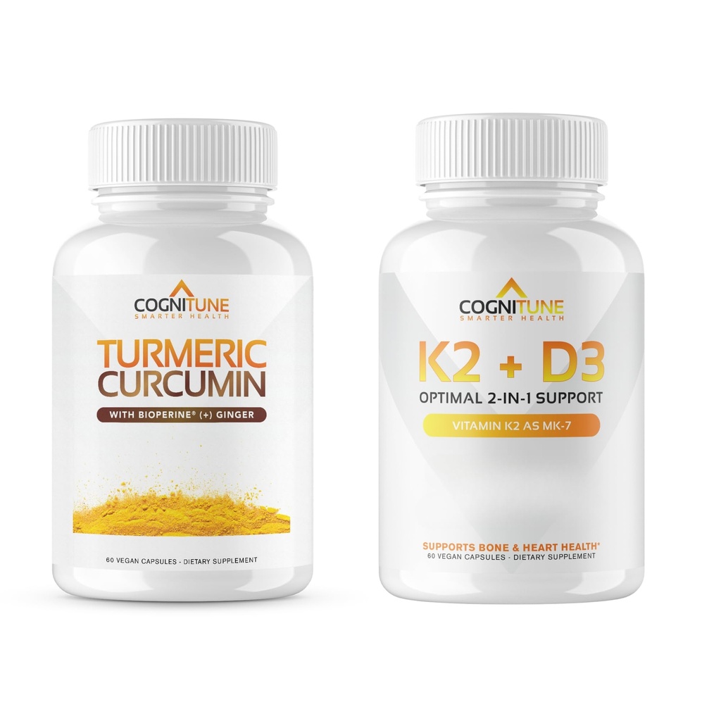 CogniTune Immune & Cardioviral Support Bundle - Witamina D3 5000j. m. + Witamina K2 z kurkuminą i imbirem