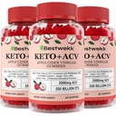 Jabłko Cider Gummies Ocet, Max Siła 2000mg ACV Gummy z Probiotyki, B12 i Keto Wsparcie, Dla trawienia, Metabolizm, Detox, Gut & Immune Health, Żelatyna - wolne, Non-GMO, 180 keto acv gummies