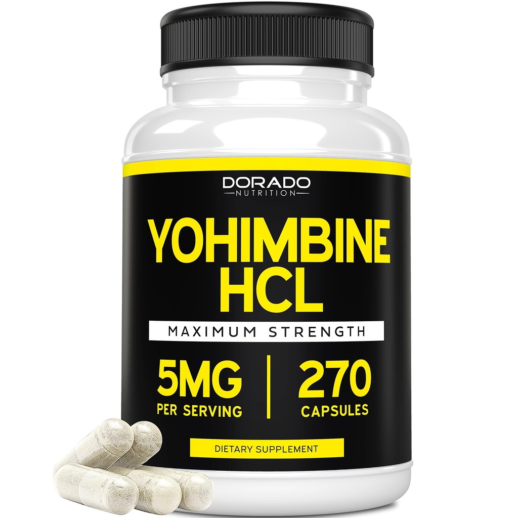 Yohimbine HCL 5mg dla mężczyzn i kobiet (270 kapsułek) Bardziej potężny niż Yohimbe Bark Proszek - Gwarancja jakości - Trzecia strona Tested for Potency & Czystość - Wegan, Gluten Free & Non-GMO - USA Made