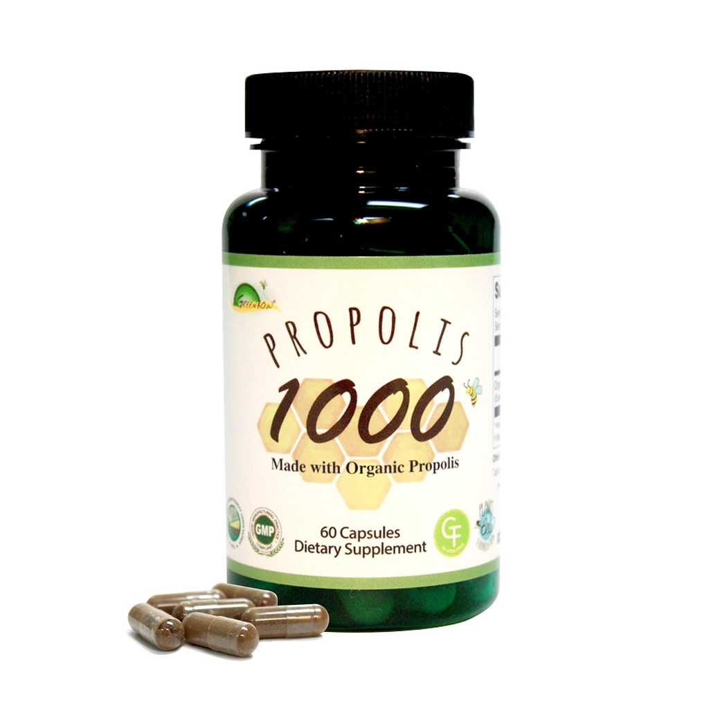 GREENBOW Propolis 1000mg _ NonGMO Wykonane z organicznych Propolis _ 60 Kapsułki _ VEGAN
