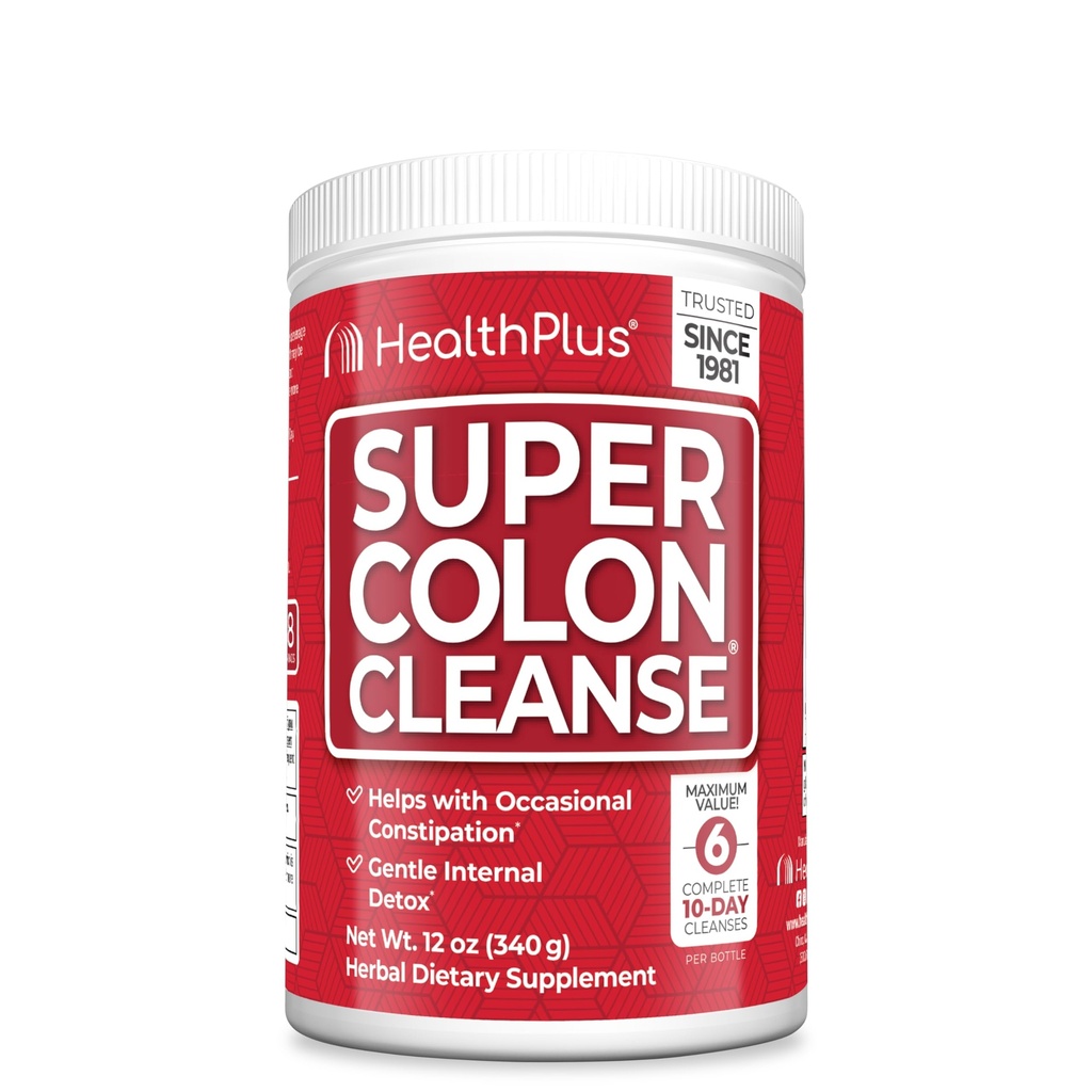 Zdrowie Plus Super Colon Cleanse, 12 Oz Powder, 68 Służenie - Natural Detox, Digestive Zaparcia Relief, Delikatny Gut Cleanse z Pyllium Husk & Senna Leaf