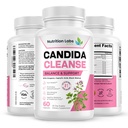 Candida Cleanse Supplement for Balance & Support, Candidase Detox, Kobiety & Mężczyźni. Gut Health & Flora, pH Level, Zdrowie jelit. Lactospore ® Probiotyki. Przeciw Yeast Overgrowth W / Oregano, kwas kaprylowy