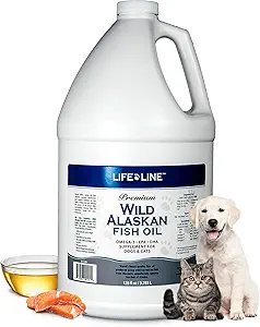 Life Line Pet Nutrition Wild Alaskan Fish Oil for Dogs and Cats 128oz - Omega 3 Fish Oil Supplement for Skin & Coat, Brain, Eye & Heart Health