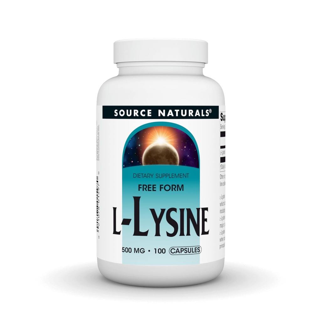 Źródło Naturals L- Lysine Free Form -Amino Acid Supplement Supports Energy Formation & Collagen - 100 kapsułki